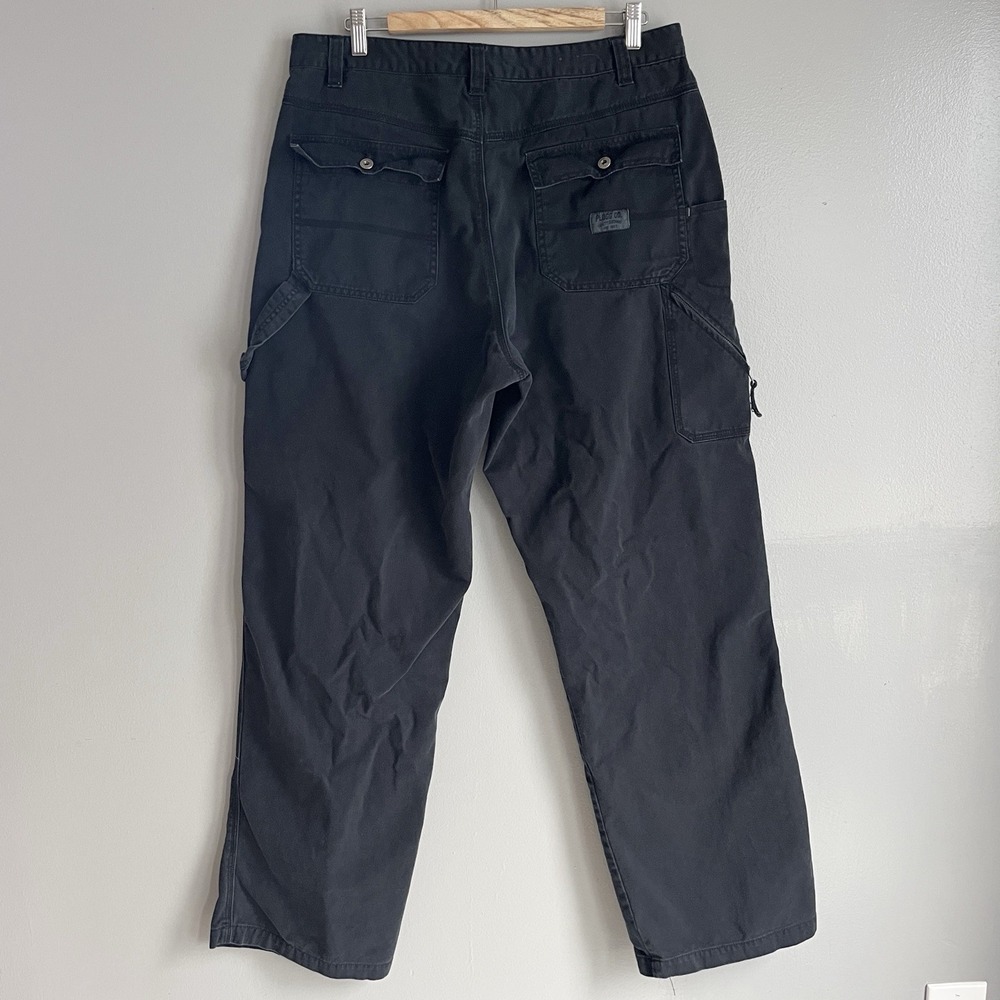 VTG Plugg Cargo Pants Zip Pocket Faded Black Baggy 36x34 (actual 35x31) *Read